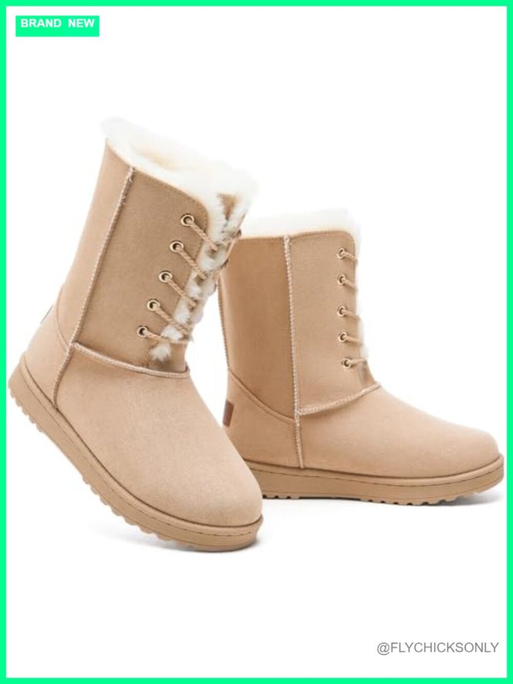 Women's Winter Snow Boots Faux Suede Fur Lined Mid Calf Lace Up Warm